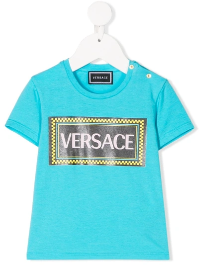 Young Versace Babies' Logo Print T-shirt In Blue