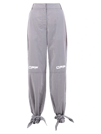 Off-white Branded Trousers In Light Grey White