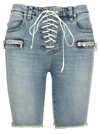 Ben Taverniti Unravel Project Blue Denim Lace-up Cyclist Shorts In Blue No Color