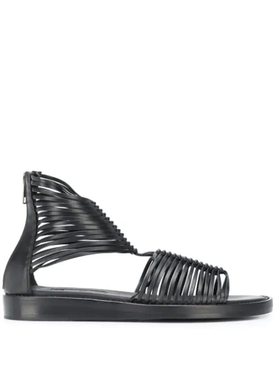 Ann Demeulemeester 20mm Leather Flat Sandals In Black