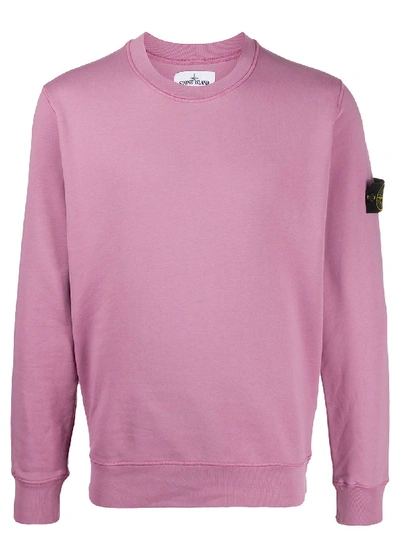 Stone Island Garment Dyed Crew Sweatshirt In Pink