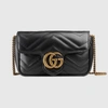 Gucci Gg Marmont Leather Wallet On Chain In Black