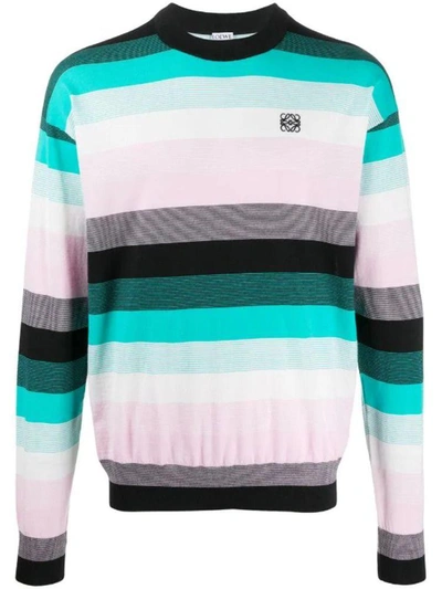 Loewe Logo-embroidered Striped Jumper In Multicolor
