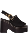 MARNI MARNI WOMEN'S BLACK LEATHER WEDGES,ZPMS004511P296500N99 37.5