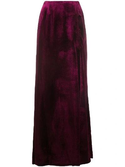 Pre-owned Gianfranco Ferre Side Slit Maxi Skirt In Purple