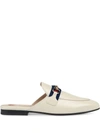 Gucci Princetown Horsebit-detailed Leather Slippers In White