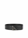 PRADA ENAMELED METAL BUCKLE BELT IN BLACK,2CM216 053 F0002