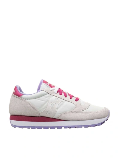 Saucony White And Berry Jazz Original Sneakers In Light Grey