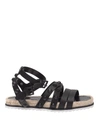 KENDALL + KYLIE BIANCA BLACK LEATHER SANDALS