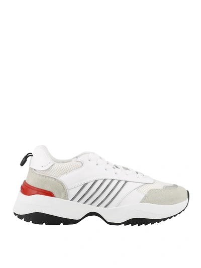 Dsquared2 D24 Sneakers In White Suede And Leather In White,beige,red