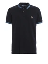 PAUL SMITH PIQUE POLO WITH PATCH AND STRIPED TRIMS