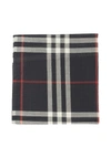 BURBERRY CHECK PRINT WOOL AND SILK SCARF