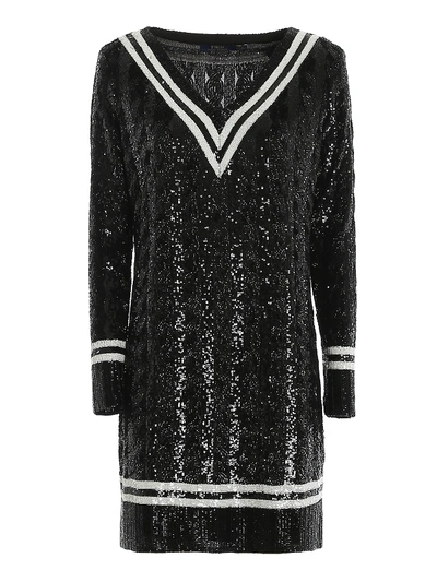 Polo Ralph Lauren Sequined Dress In Black