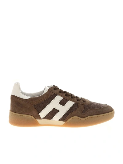 Hogan H357 Sneakers In Mud Color In Brown