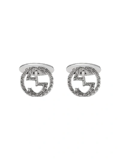 Gucci Gg Engraved Cufflinks In Silver