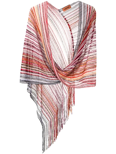 Missoni Striped Knit Shawl In 橘色