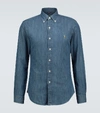 Polo Ralph Lauren Logo Patch Button-down Collar Shirt In Medium Wash