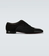 Christian Louboutin Greggo Flat Lace Up Shoes In Black Velvet