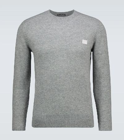 Acne Studios Kalon Logo-appliquéd Mélange Wool Sweater In Gray