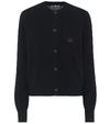 Acne Studios Keva Face Patch Wool Cardigan In Black