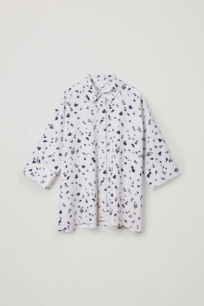 Cos Wide Printed Cotton Shirt In White