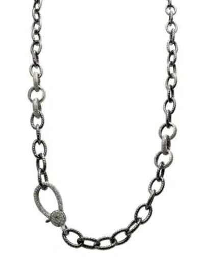 Nina Gilin Women's Black Rhodium Silver & Diamond Chain Necklace