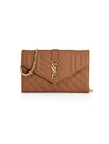 Saint Laurent Women's Envelope Monogram Matelassé Leather Wallet-on-chain In Dune