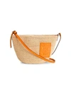 LOEWE Pochette Leather-Trimmed Raffia Crossbody Bag
