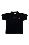 Comme Des Garçons Boys Black Kids Cotton Heart Motif Polo Shirt 2-6 Years 6 Years In Black