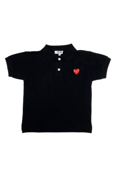 Comme Des Garçons Boys Black Kids Cotton Heart Motif Polo Shirt 2-6 Years 6 Years In Blue