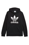 Adidas Originals Adidas Big Boys Logo-print French Terry Hoodie In Black/ White