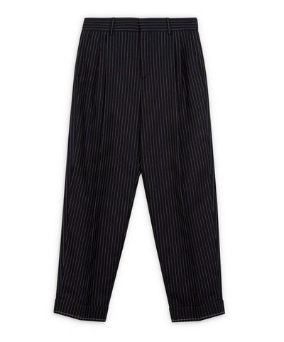 Chloé Tapered Pinstripe Trousers In Ink Navy