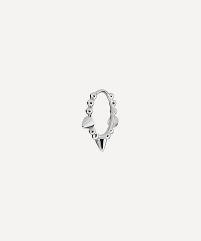 Maria Tash 9.5mm Triple Short Spike Granulated Hoop Earring In White Gold