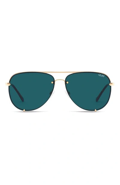 Quay High Key 65mm Oversize Rimless Aviator Sunglasses In Gold
