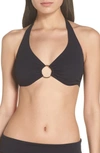 Melissa Odabash Brussels Embellished Halterneck Bikini Top In Black Ribbed