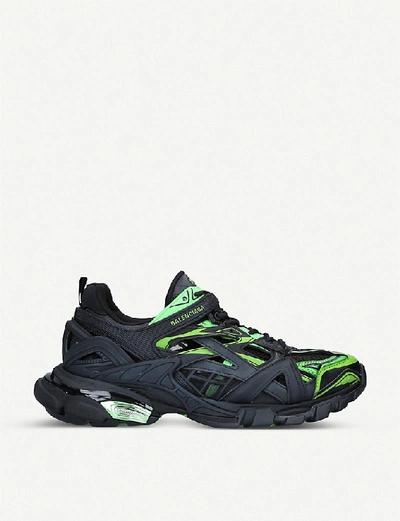 Balenciaga Track.2 Mesh And Nylon Trainers In Blk%2fgreen