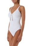 Melissa Odabash Lisbon Bow Detail Textured One-piece In White Pique