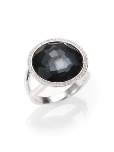 Ippolita Women's Stella Hematite, Clear Quartz, Diamond & Sterling Silver Medium Doublet Cocktail Ring