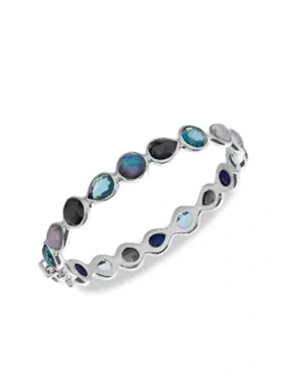 Ippolita Rock Candy® Sterling Silver & Mixed-stone All-around Hinged Bangle In Eclipse