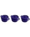 Staub 3 Piece Ceramic Mini Cocotte Set In Dark Blue