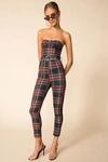 Superdown Sable Strapless Jumpsuit In Plaid Multi