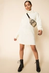 Superdown Tyla Turtleneck Slit Dress In Cream