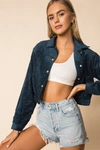 Superdown Lia Cropped Jacket In Teal