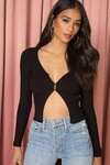 Superdown Sierra Knit Top In Black