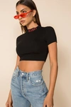 SUPERDOWN VANNA CROPPED MOCK NECK TOP