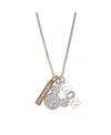 DISNEY SILVER PLATED MICKEY MOUSE "MOM" AND CLEAR CRYSTAL BAR CHARM NECKLACE, 16"+2" EXTENDER