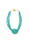 TIMELESS PEARLY KNOT TURQUOISE NECKLACE WITH MAGNETIC CLASP,11383164