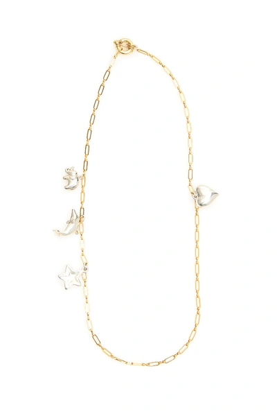 Timeless Pearly Chain Necklace With Charms In Gold,silver