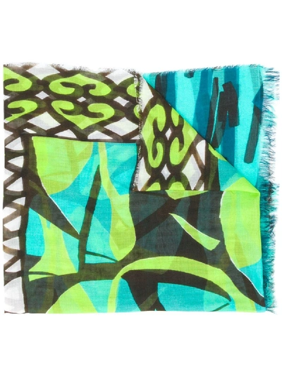 Altea Mixed-print Scarf In Blue