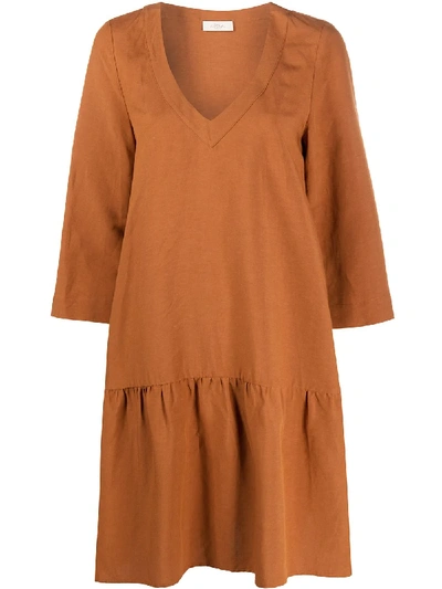 Altea V-neck Tunic Dress In Brown